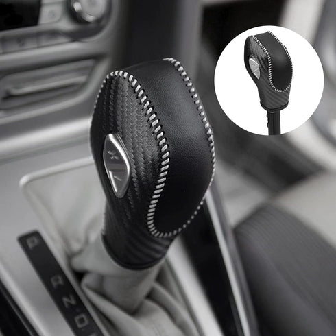 1 PC Auto Gear Shift Knob Cover, Shifter Knob Trim, Leather Handbrake Cover, Car Interior Accessories, Compatible with Ford (Black & White)...