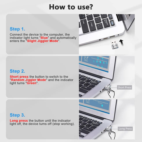 AUEDROT Mouse Jiggler Undetectable Metal USB Mouse Mover with Switch Button, Automatic Mini Mouse Shaker with 2 Jiggle Modes, Plug and Play, Keep ...