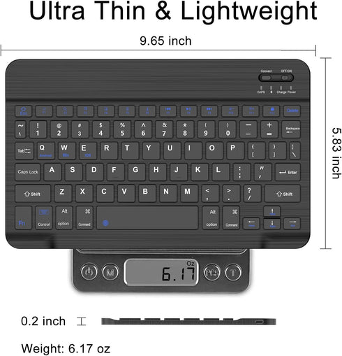 Bluetooth Keyboard for iPad 5th~10th gen, iPad Air (M2 2024, 5th/4th gen), iPad Pro 11-in, Samsung Galaxy Tablet, Xiaomi, Wireless Design, USB-C R...