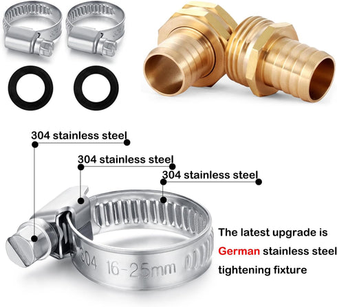 Garden Hose Repair Connector with Clamps Hose End Repair Kit,3/4" Barb Garden Hose Fittings Male and Female brass garden hose ends (3/4"Barb-2 Set...