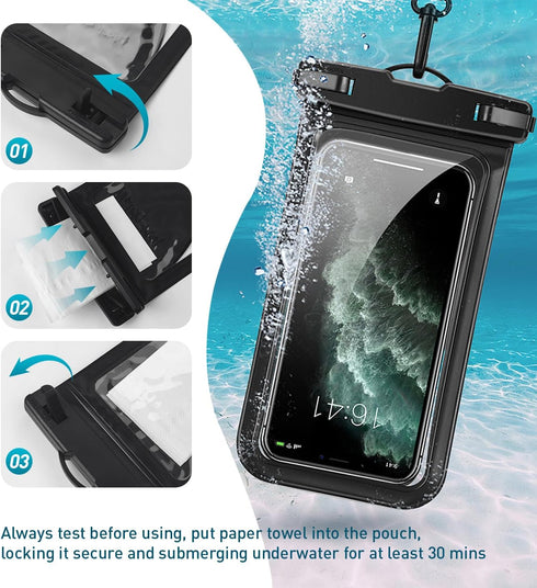 Universal Waterproof Phone Case, with Inside Card Holder, Large Dry Bag Compatible for iPhone 15 14 13 12 Pro Max XS Plus Samsung Galaxy S22, IPX8...