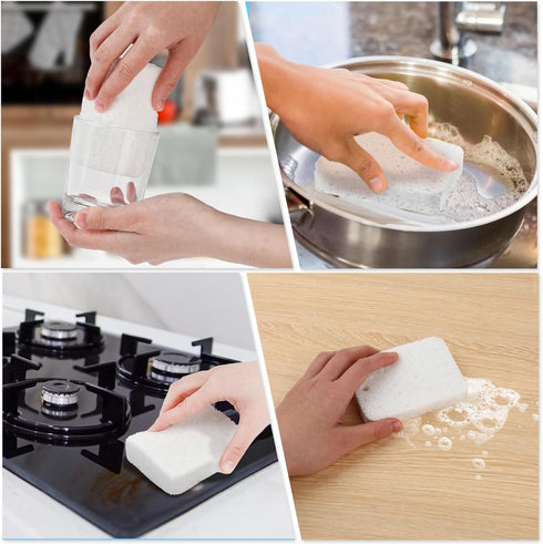 6 Pcs Non-Scratch Scrub Sponges, Heavy-Duty White Sponges for Dishes, Cleaning Sponges Kitchen Wood Pulp Sponges Multi-Purpose Dish Scrub Sponges ...