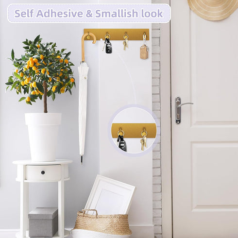 VIS'V Key Holder Wall Mount, Large Self Adhesive Key Hanger Metal Key Rail with 4 Key Hooks Key Rack Keychain Holder with Extra Adhesive for Entry...