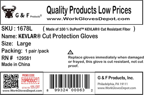 G & F Products 1678M Yellow Medium Cut Resistant Kevlar Knit Work Gloves...