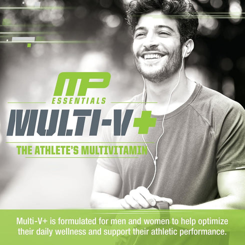 Muscle Pharm Essentials Multi-V+, The Athlete's Multi-Vitamin, Enhanced Energy, Performance & Immune Health, Daily Multivitamin for Men & Women wi...