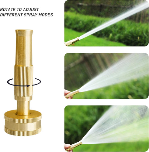 Adjustable Metal Twist Hose Nozzle Sprayer, 4" Heavy-Duty Brass Hose Nozzle Garden Sprayer with 10 Rubber Washers, for Gardening Watering Patio La...