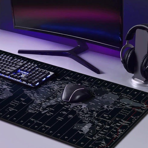 Extended Speed Gaming Mouse Pad Large Size 35.4 X 15.7X 0.12inches Desk Mat Mousepad with Personalized Design - World Map...