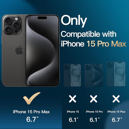 JETech 5 in 1 Case for iPhone 15 Pro Max 6.7-Inch with 2-Pack Each Tempered Glass Screen Protector and Camera Lens Protector, Non-Yellowing Shockp...