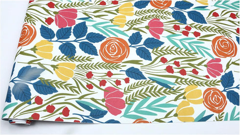 HAOKHOME 93386-4 Peel and Stick Wallpaper Floral Removable Stick on Contact Paper for Bathroom White/Orange/Green 17.7in x 9.8ft...