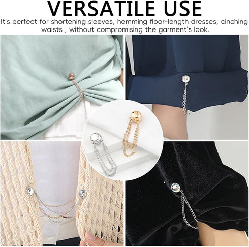 8PCS Hem Holder Scarf Buckle - Magnetic Dress Sleeve Clips for Women & Girls, Strong Snap Tie for Shirts, Tops, and Skirts - Decoration No-Pin Wai...