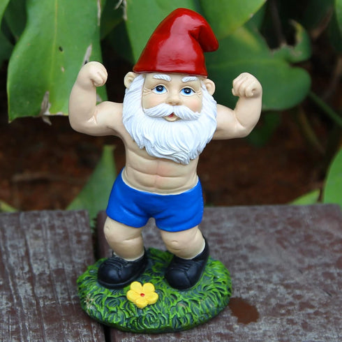 Funny Workout Garden Gnomes Statues 6.2 Inches Outdoor Muscular Fitness Naughty Gnomes Decorations for Yard, Lawn, Patio, Indoor Gnome Figurine fo...