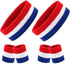 BEFORYOU 2 Sets Striped Sweatbands Set, 2 Pieces Sports Headband and 4 Pieces Wristbands, Colorful Striped American Flag Style for Men and Women...