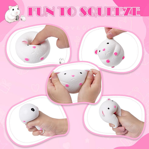 Mouse Fidget Toys, Hamster Stress Balls for Adults and Kids (White), Squishy Toys, Sensory Toys, Dough Ball, Hamster Squeeze Squishy Ball, Stretch...