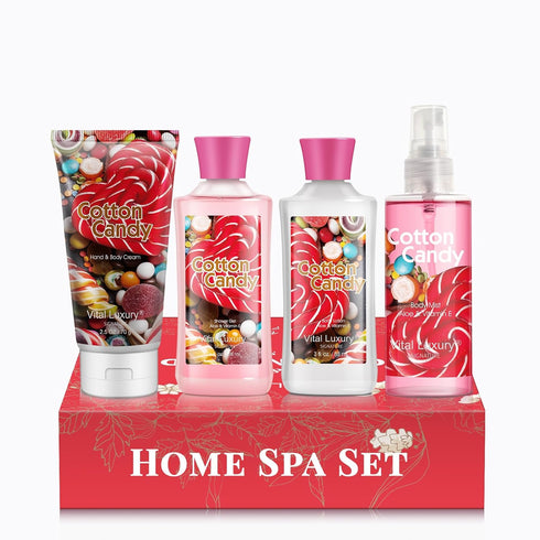 Cotton Candy Bath & Body Kit - 3 Fl Oz, Ideal Skincare Gift Home Spa Set Including Body Lotion, Shower Gel, Body Cream, and Fragrance Mist - Perfe...