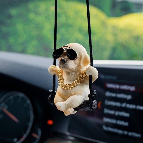 Labrador Retriever Car Mirror Hanging Accessories Cute Swinging Dog Rear View Mirror Accessories for Men & Women...