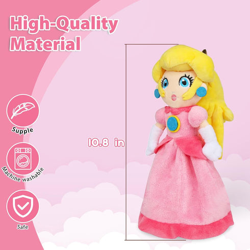 Princess Peach Plush Toy Princess Peach Doll Collection Mario Plush Stuffed Animals Toys 11 Inch (pink Sweet Gift for Mario Fans...