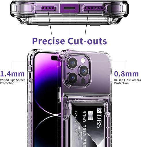 for iPhone 14 Pro Max Case Wallet Clear Protective Phone Case with Credit Card Holder Heavy Duty Protection Shockproof Anti-Scratch Anti-Yellow Co...