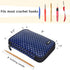 Damero Crochet Hook Case, Travel Storage Bag for Swing Crochet Hooks, Lighted Hooks, Needles(Up to 8'') and Accessories, Large, Blue Dots (No Acce...