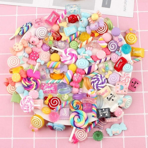 120 Pcs Slime Charms Mixed Candy Sweets Resin Flatback Slime Beads Making Supplies for DIY Scrapbooking Crafts Whith Storage Box...