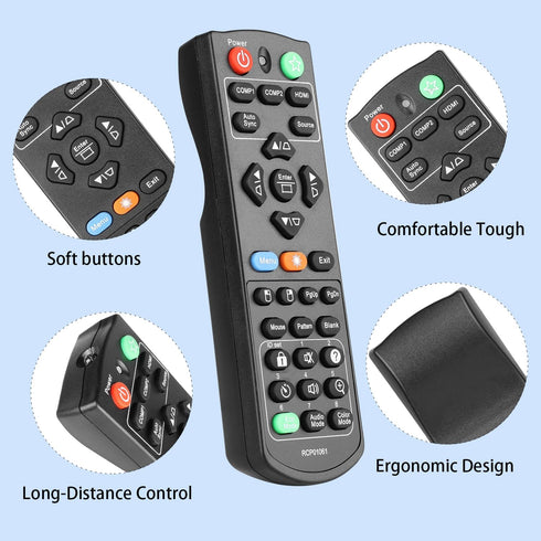 RCP01061 Remote Control Compatible with ViewSonic DLP Projector PJD5153 PJD5154 PJD5254 PJD5151 PJD5155 PJD5250 VS15872 VS15871 VS15873 VS14115 Re...