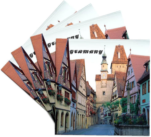 3dRose CST_80866_3 Quaint Rothenburg Germany Ceramic Tile Coasters, Set of 4...