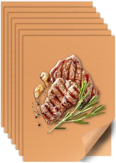 UBeesize 7 Pack Copper Grill Mats for Outdoor Grill, Heavy Duty BBQ Grilling Matt & Oven Liners, Resuable, Easy to Clean, Works on Gas Charcoal El...