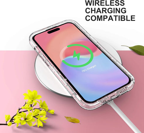 ULAK Compatible with iPhone 15 Plus Case Glitter, Heavy Duty Dual Layer Shockproof Protection Women Sparkly Transparent Protective Phone Cover for...