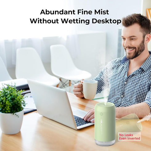 Portable Mini Humidifier, 350ml Quiet Small Cool Mist Humidifiers USB Personal Desktop Humidifier for Bedroom Office Plants Car Baby Nursery with ...
