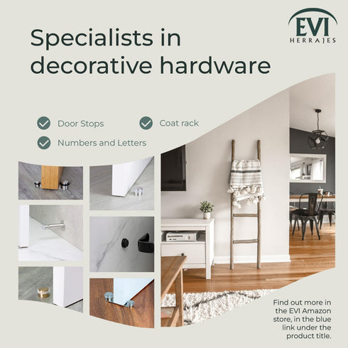 EVI | Wall Mounted Doorstop | Natural Silicone | Adhesive or Screw Installation | Stainless Steel | Mod. I-254 (White Rubber - White Lacquered)...