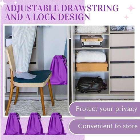 Toy Storage Bag Adult Microfiber Drawstring Bags Adjustable Small Cloth Pouch Foldable Ditty Bag for Game Toy Cosmetic Glass (Purple,Mixed Sizes)...