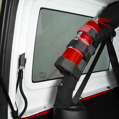 Adjustable Roll Bar Fire Extinguisher Mount Holder 3 lb for Jeep Wrangler Unlimited CJ YJ LJ TJ JK JKU JL JLU 4XE,Black with USA Flag Pattern...