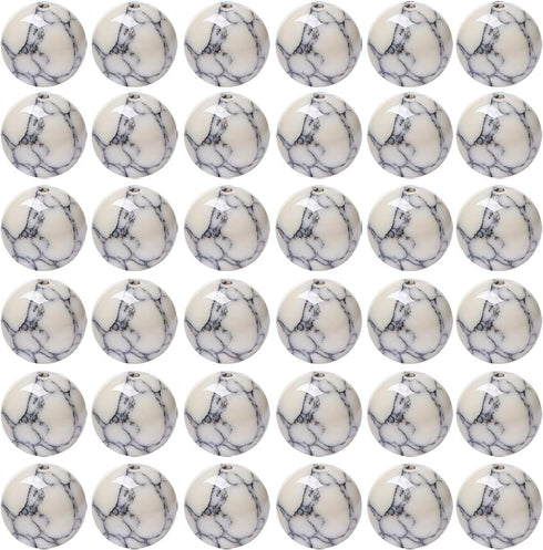 Natural Stone Beads 100pcs 10mm White Howlite Round Genuine Real Stone Beading Loose Gemstone Hole Size 1mm DIY Charm Smooth Beads for Bracelet Ne...