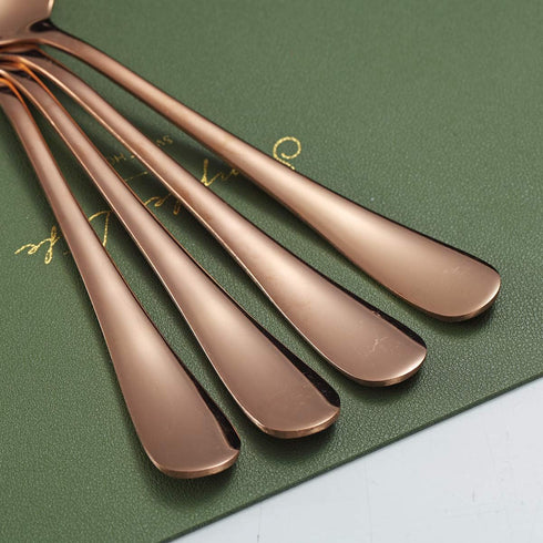 Rose Gold Serving Spoons 4 Pieces, Kyraton Titanium Plating Serving Spoon, Include 2 Serving Spoon And 2 Slotted Spoons, Stainless Steel Serving U...