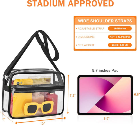 MAY TREE Clear Bag for Stadium Events Clear Messenger Bag Suitable for Concert Outfits and Sports Events...