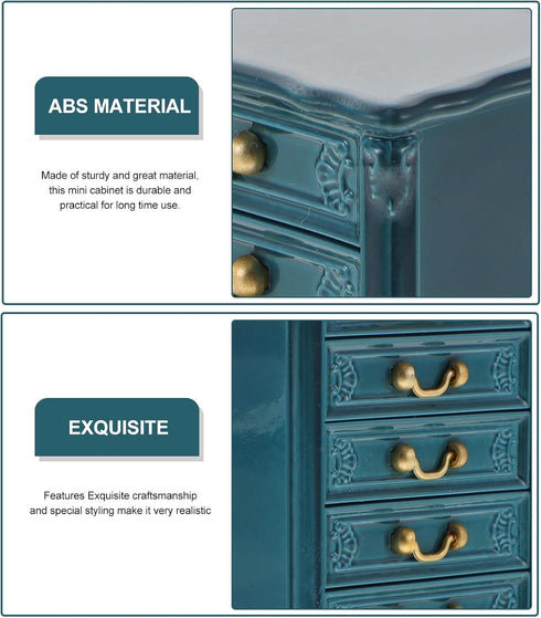 1pcs Miniature Chest of Drawers: Dollhouse Blue Tall Drawer Cabinet 1:24 Scale Mini Nightstand for Doll House Accessorie 2.12in ABS...