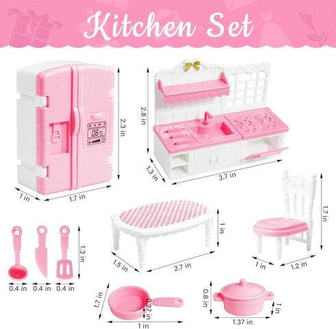 10 Pieces Mini Kitchen Set Dollhouse Kitchen Miniature Kitchen Set Doll Mini Kitchen for Kids Doll House Furniture and Accessories Set Mini Dollho...