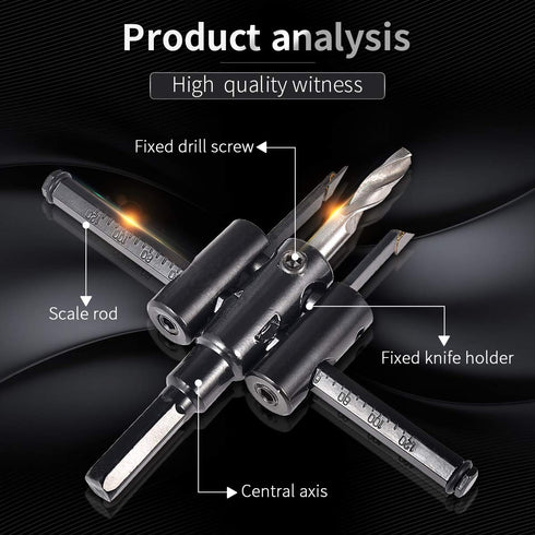 KATUR 30mm to 120mm Adjustable Circle Hole Cutter Saw Kit, Wood Drywall Drill Bit Saw Round Cutting, Woodworking Twist Hole DIY Tools (30-120mm)...