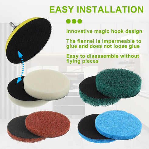 16pcs Electric Cleaning Brush Pad Set 4 Foam Pads 4 Kitchen Mats 4 Heavy Duty Pads 4 Microfibre Pads fit for Bosch Home/Garden 6033 Battery Cleani...