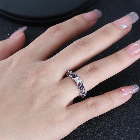 Ginger Lyne Collection Cherri Purple Princess Cut Engagement Wedding Band Bridal Set...