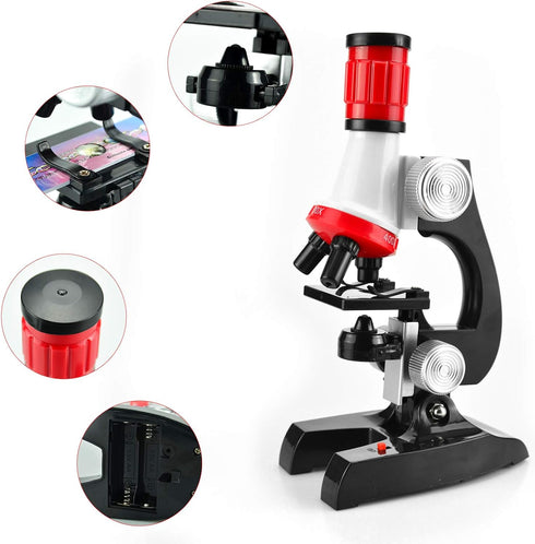 Science Kits for Kids Beginner Microscope with LED 100X 400X and 1200X-Include Sample Prepared Slides (1)...
