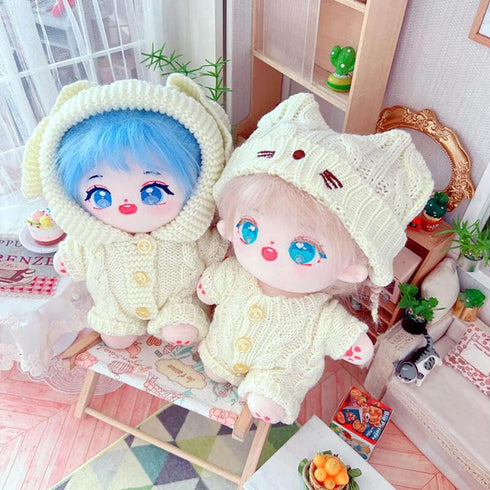 niannyyhouse 20cm Plush Doll Clothes Cat Hat Woolen Thread Onesies 8in Doll Accessories (B)...