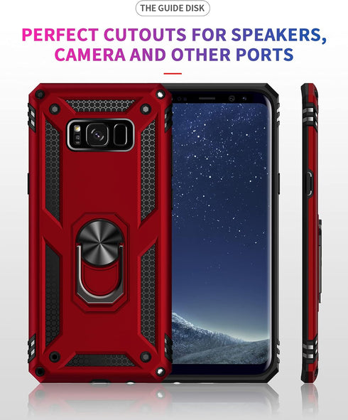 Samsung Galaxy S8 Plus Case with HD Screen Protectors, Androgate Military-Grade Metal Ring Holder Kickstand 15ft Drop Tested Shockproof Cover Case...