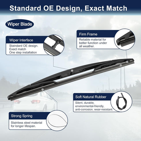 X AUTOHAUX Rear Windshield Wiper Blade Arm Set for Ford Escape 2008-2012 for Lincoln MKT 2010-2019...