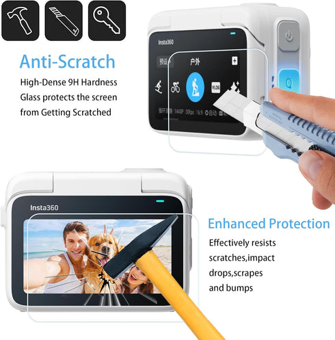PCTC Insta360 GO 3 Screen Protector + lens Screen Protector Appliable for Insta360 GO 3 Action Camera (3+3Pack), 0.3mm 9H Hardness Tempered Glass ...