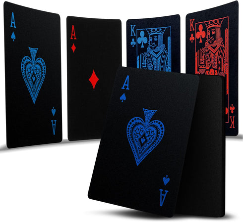 2 Decks Playing Cards Poker Cards Deck of Cards Premium Black Poker Cards Waterproof Plastic Cards with Gift Box,Game Tools for Family Game Party-...