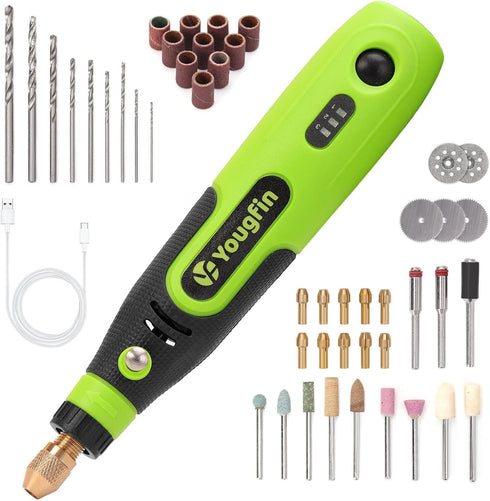 Yougfin Mini Cordless Rotary Tool, 3-Speed and USB Charging Rotary Tool Kit with 44 Accessories, Multi-Purpose 3.6V Power Rotary Tool for Sanding,...