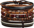 MILAKOO 26Pcs Black&Brown Braided Leather Bracelet for Men Women Cuff Beaded Bracelet Adjustable...