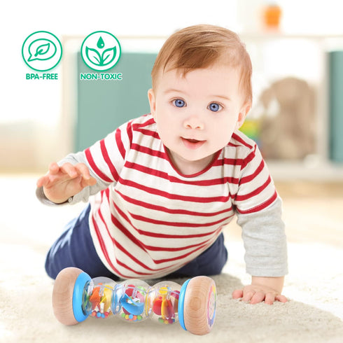 Rainmaker - 7 inch Wooden Rain Stick Montessori Toys for Babies 6-12 Months,Baby Rattle Shaker Sensory Developmental Toy,Raindrops Musical Instrum...