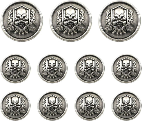 Skull Design Vintage Style Metal Buttons for Coat Blazer Suits Uniform Jacket etc (Antique Silver)...