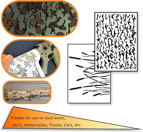2 Pack Mylar Camo Stencils Camouflage Gun Paint RC Mask Model Hexagon - HEXTAC Camo - Duck Boat...